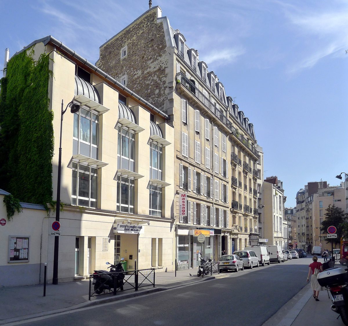 La rue Falguière, dans le 15e arrondissement de Paris, un jour de ciel bleu