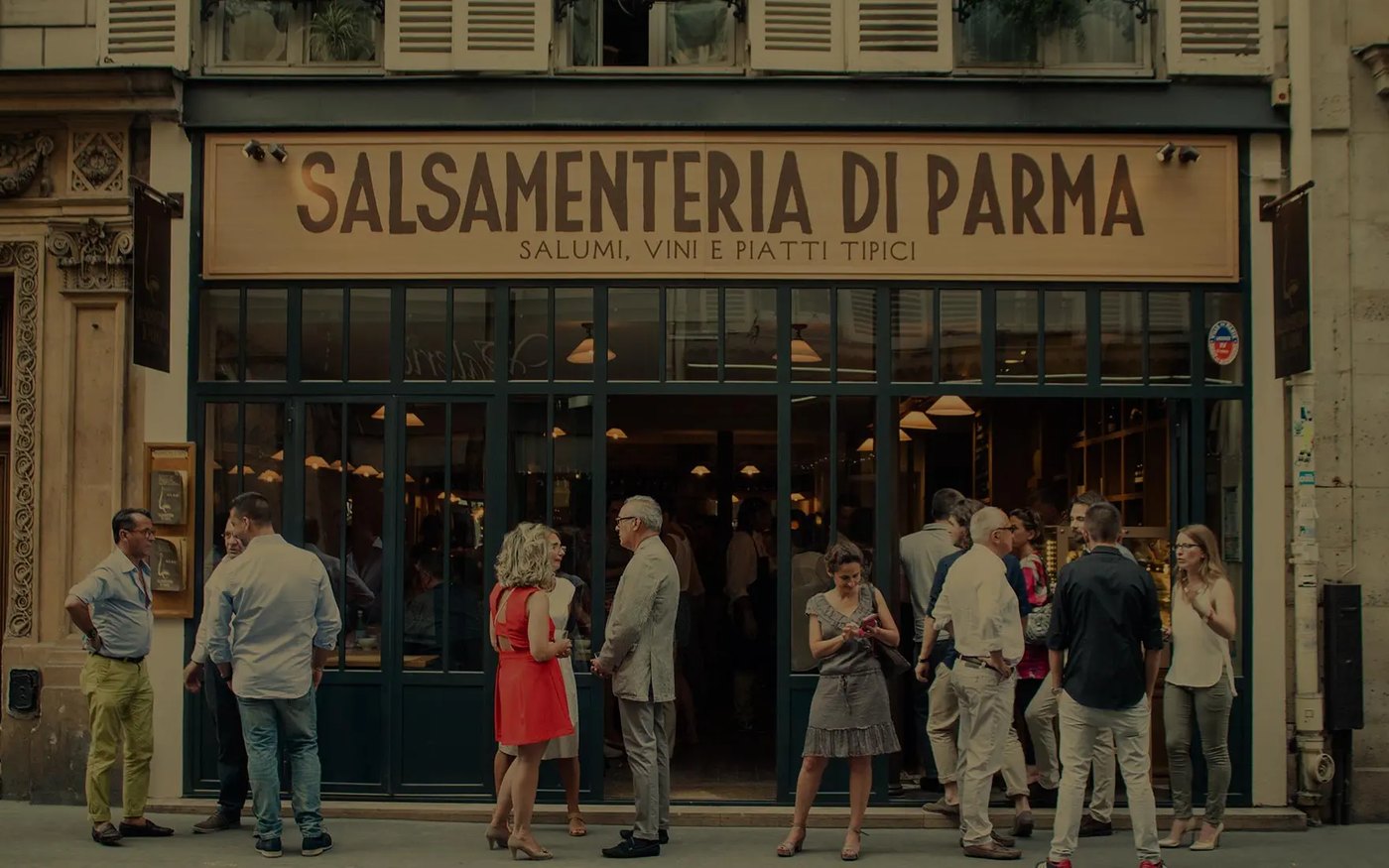 La devanture de Salsamenteria di Parma, rue Saint-Georges à Paris